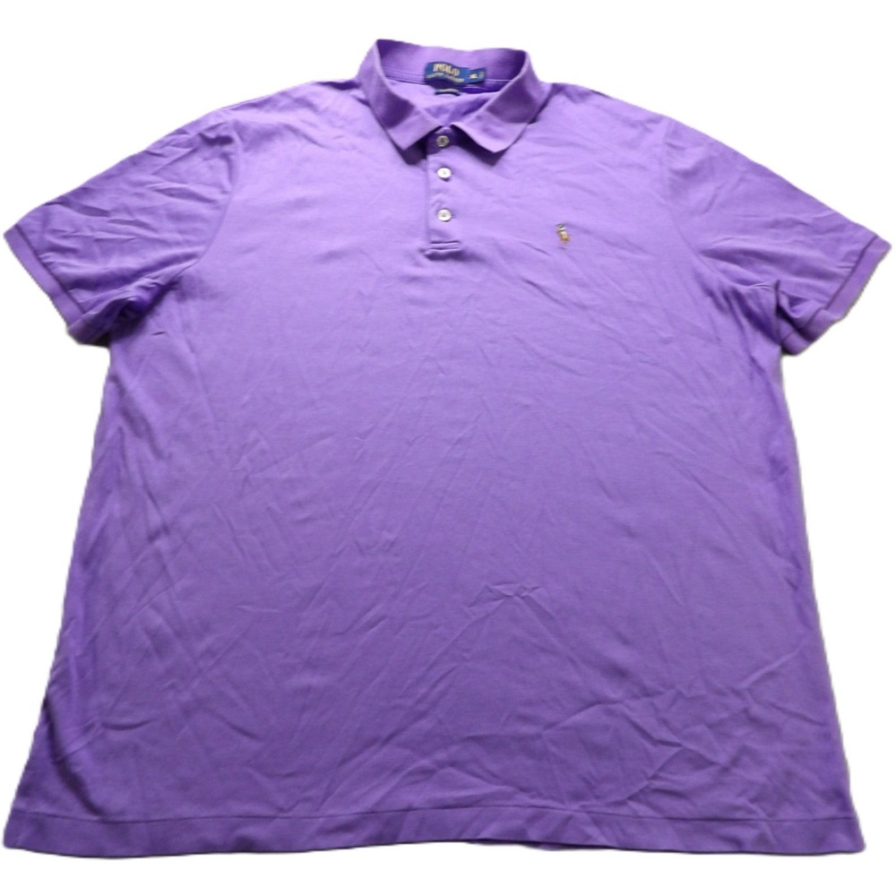 Polo Ralph Lauren Classic Fit Flesh Pony Short Sleeve Shirt Cotton Men XL Purple